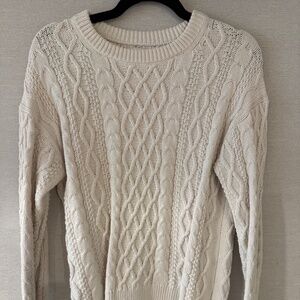 J Crew Cable Knit Cream Sweater